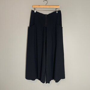 Matthildur Black Wide Leg Culotte Pants Front Zip Handmade Peru Womens‎ Size 2